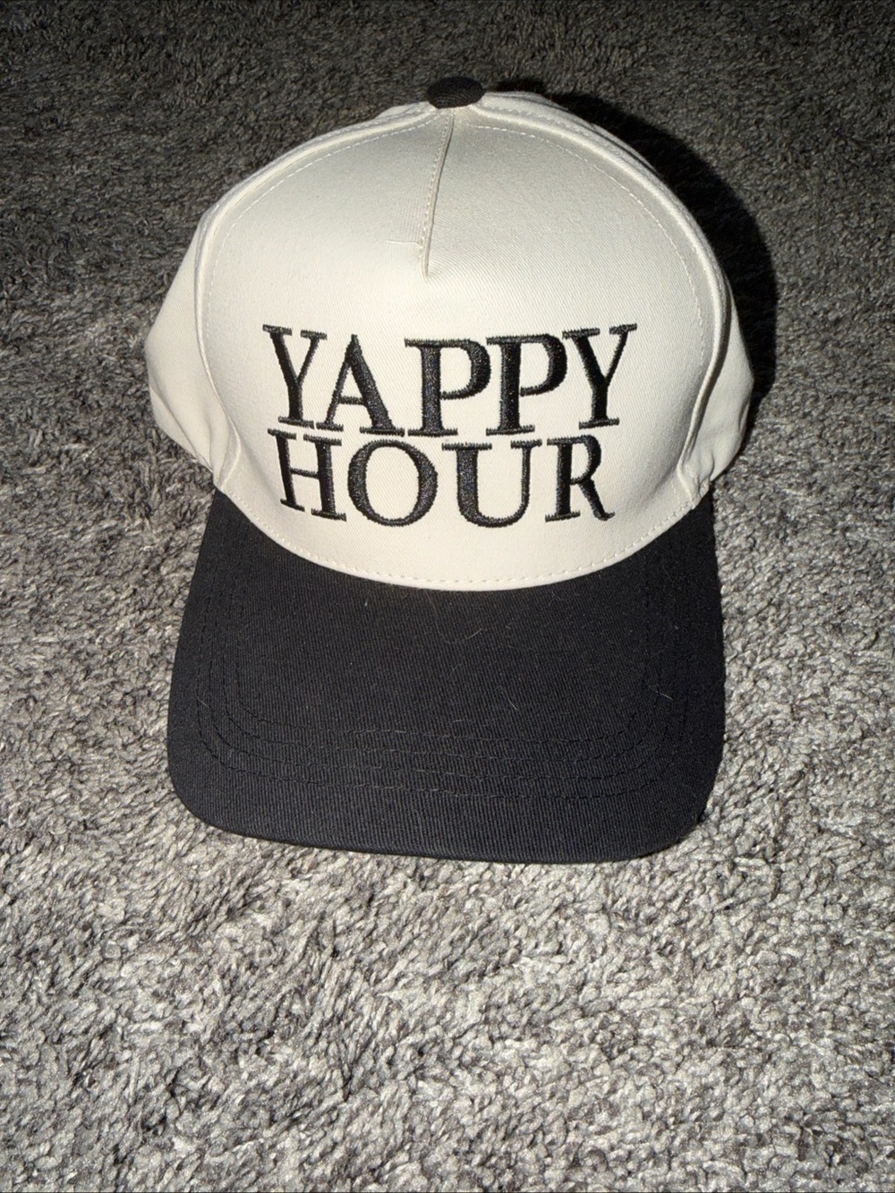 Yappy Hour Two-Tone White and Black Cap